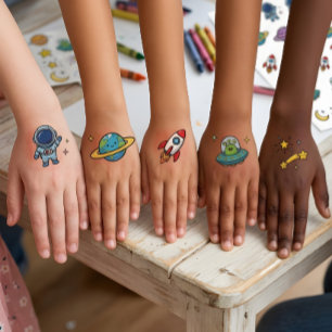 Astronaut, Rocket, Planet & Alien Space Adventure Temporary Tattoos
