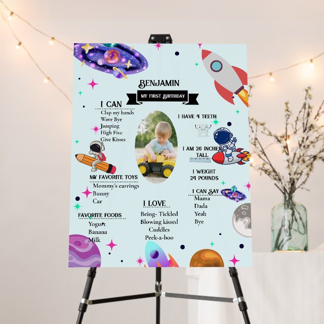 Astronaut Rocket planet & Outer space milestone  Foam Board (In Situ (Stand))