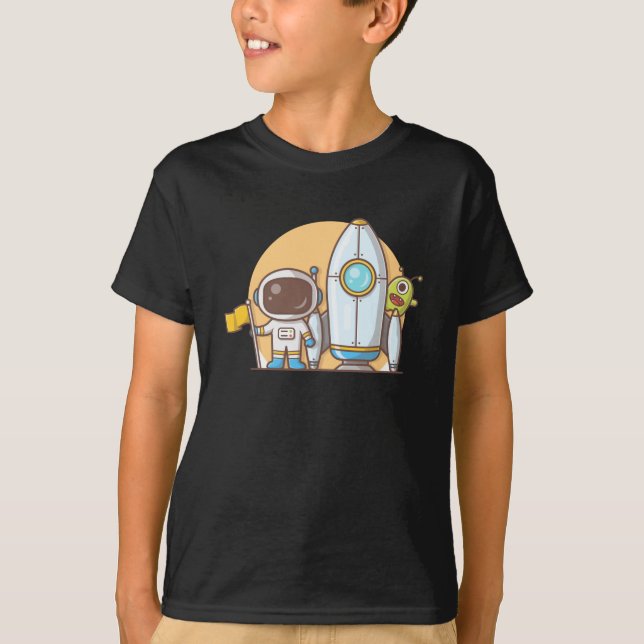 Astronaut Rocket Ship Alien T-Shirt (Front)