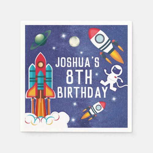 Astronaut Rocket Ship Outer Space Personalized Napkins