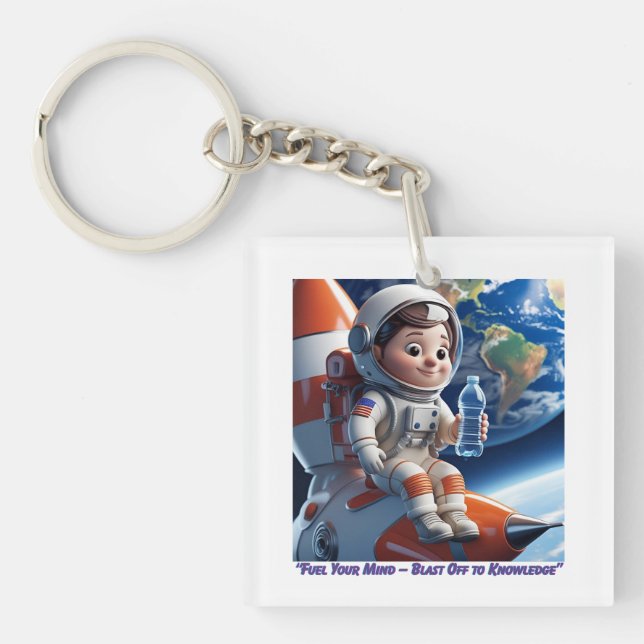“Astronaut Rocket Ship Space Adventure Keychain” Keychain (Front)