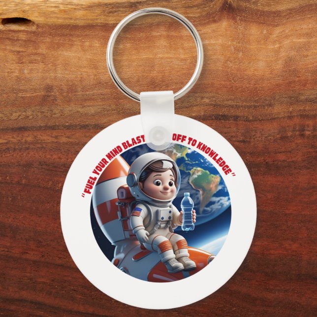 “Astronaut Rocket Ship Space Adventure Keychain” Keychain (Back)