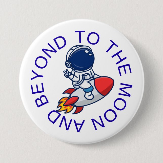 Astronaut Rocket Space Adventure Design Button (Front)