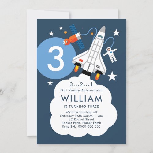 Astronaut Rocket Space Shuttle Invitation