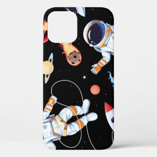 Astronaut Rocket: Vintage Space Seamless Pattern iPhone 12 Case