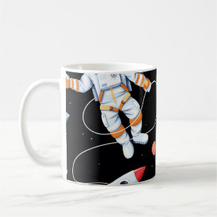 Astronaut Rocket: Vintage Space Seamless Pattern Coffee Mug