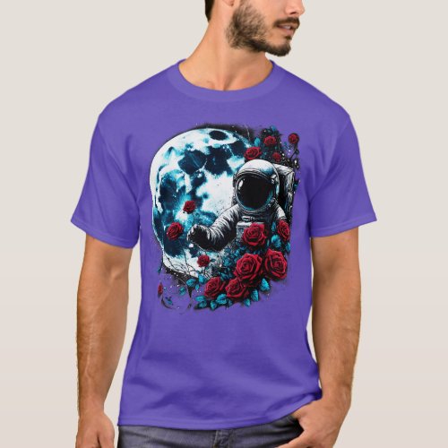Astronaut Roses Moon T_Shirt