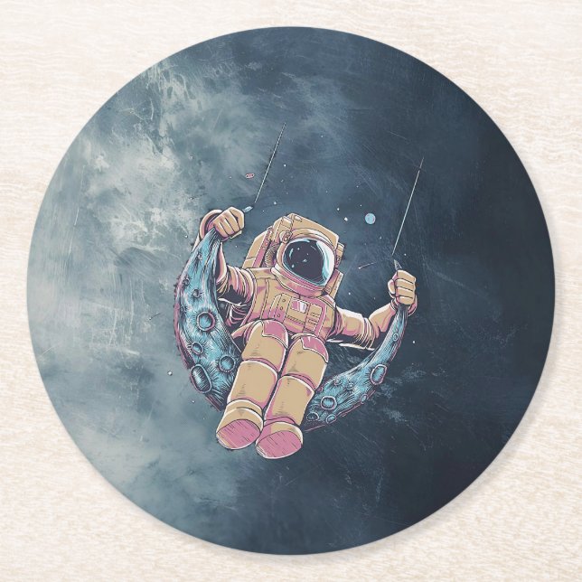 Astronaut Round Paper Coaster (Front)