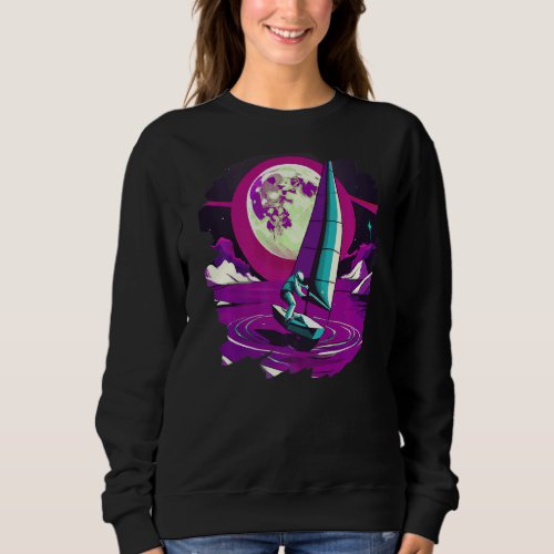 Astronaut Sailing on Boat in Space Ocean Lake Cool Sweatshirt