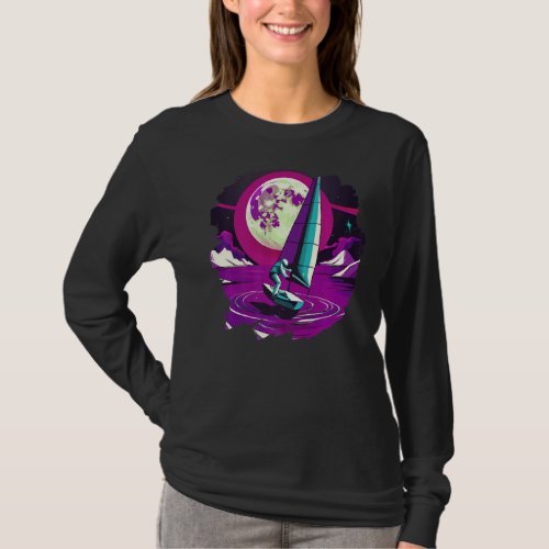 Astronaut Sailing on Boat in Space Ocean Lake Cool T_Shirt
