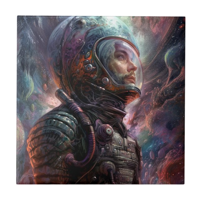 Astronaut Science Fiction Art Ceramic Tile (Front)