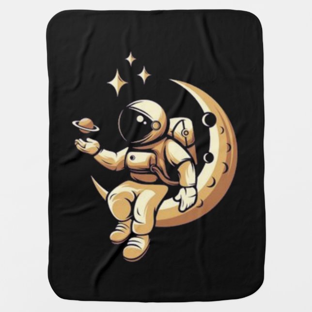 Astronaut Shirt, Funny Planets, Spaceman  Baby Blanket (Front)
