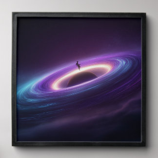 Astronaut Silhouette on Black Hole Accretion Disk  Peel And Stick Photo Tile