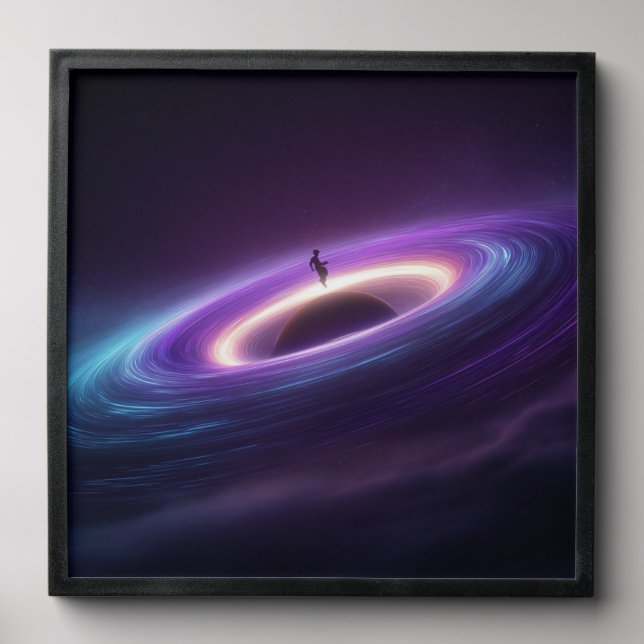 Astronaut Silhouette on Black Hole Accretion Disk  Peel And Stick Photo Tile (Front Set)