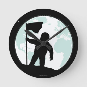 Astronaut Silhouette Round Clock