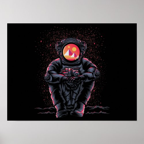 Astronaut Sitting Decentraland MANA Coin Crypto Poster