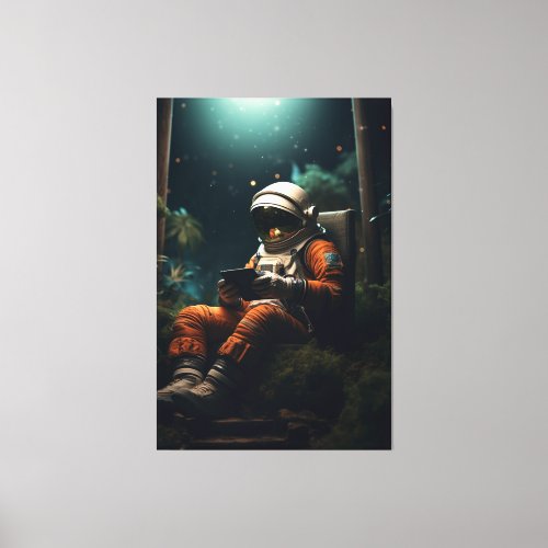 Astronaut sitting on a chair canvas print