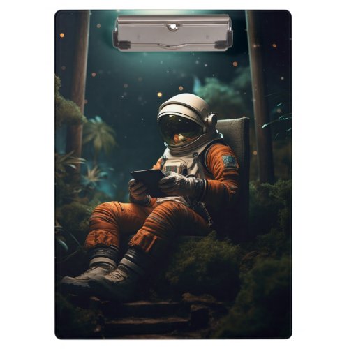 Astronaut sitting on a chair clipboard