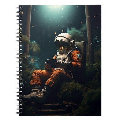 Astronaut sitting on a chair notebook