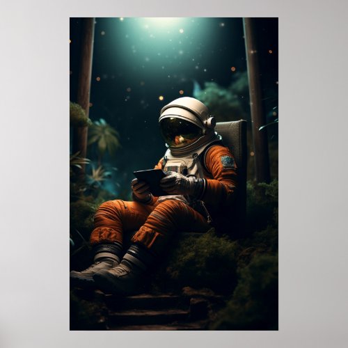 Astronaut sitting on a chair poster
