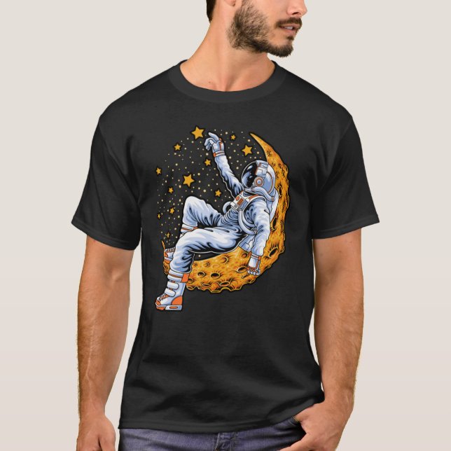 Astronaut sitting on the crescent moon T-Shirt (Front)