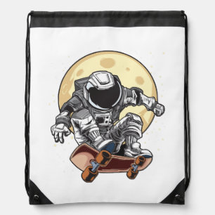 Astronaut Skate Drawstring Bag