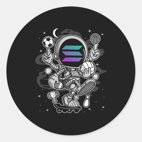 Astronaut Skate Solana SOL Coin To The Moon Crypto Classic Round Sticker
