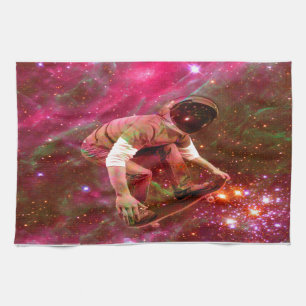 Astronaut Skateboarder Kitchen Towel