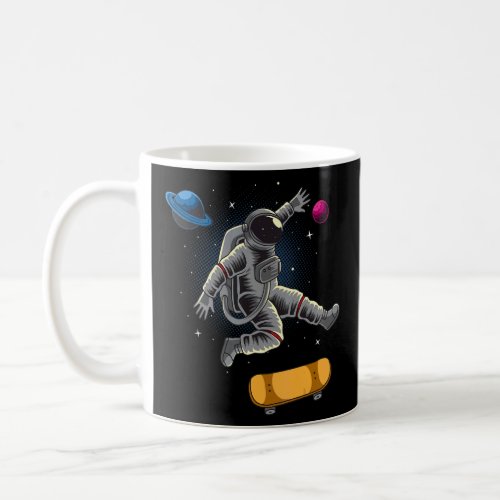 Astronaut Skateboarding In Space Between Planets M Coffee Mug