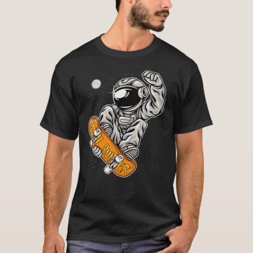 Astronaut Skateboarding Skate In The Space T_Shirt