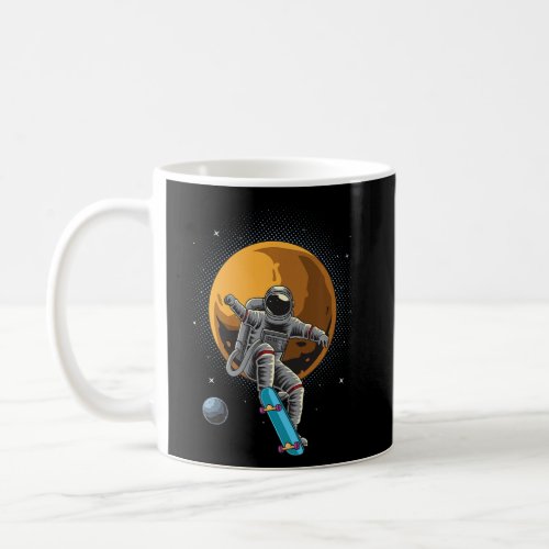 Astronaut Skateboarding Space Planets Moon Astrona Coffee Mug