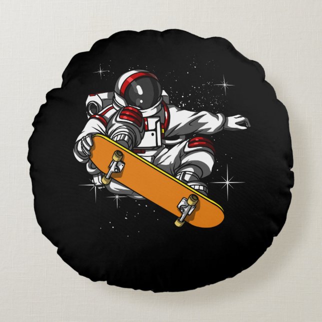 Astronaut Skater Round Pillow (Front)