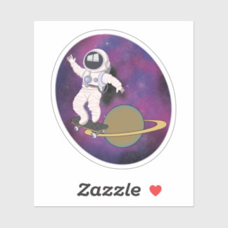 Astronaut skating in space  sticker