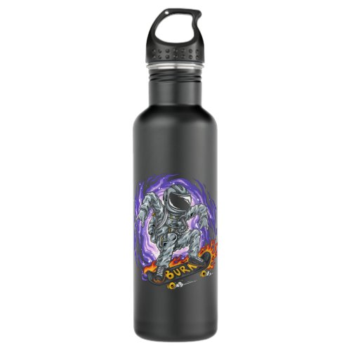astronaut skating in the galaxy stainless steel water bottle