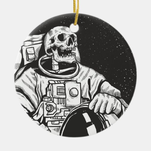 Astronaut Skeleton Spooky Skull Ceramic Ornament