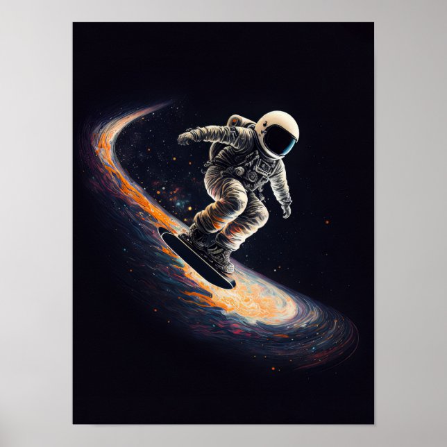 Astronaut Skiing in Space Poster (Front)