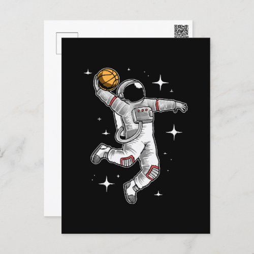 Astronaut Slam Dunk Basketball Lovers Holiday Postcard