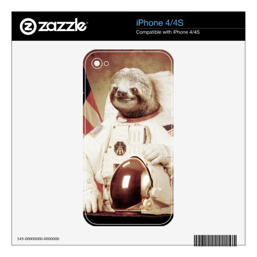 Astronaut Sloth Decal For iPhone 4 (Product)