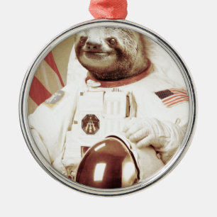 Astronaut Sloth Metal Ornament