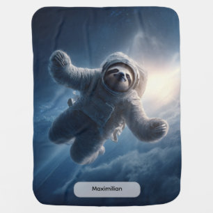 Astronaut Sloth Space Surreal Animal Personalized  Baby Blanket
