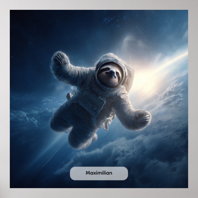 Astronaut Sloth Space Surreal Animal Personalized  Poster (Front)