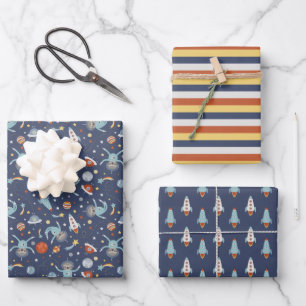 Astronaut Sloths Pattern Wrapping Paper Sheets