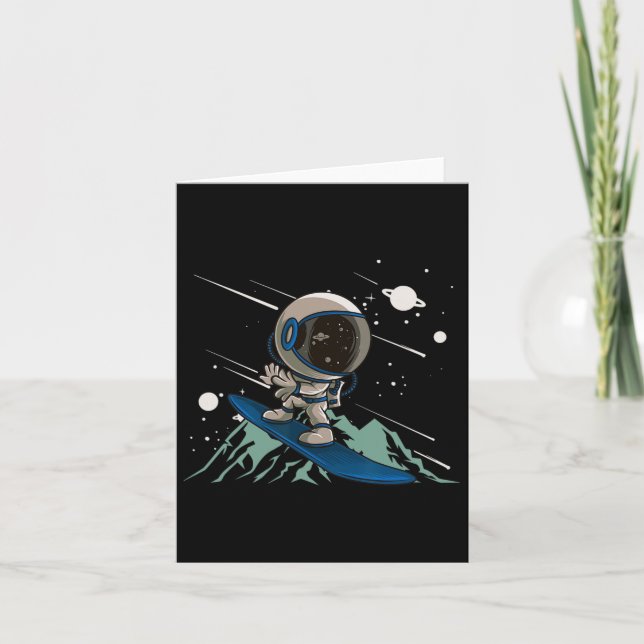 Astronaut Snowboarder Mountains Freestyle Downhill Card (Front)