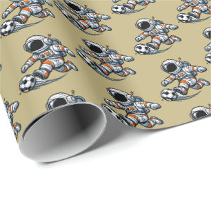 Astronaut Soccer Wrapping Paper