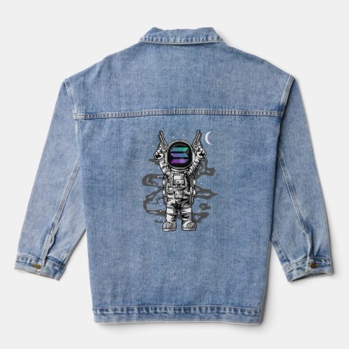 Astronaut Solana Coin Sol To The Moon Crypto Token Denim Jacket