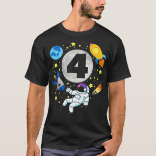 Astronaut Space 4th Bday 4 Years Old Bday Boy T-Shirt