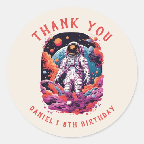 Astronaut space adventure design classic round sticker