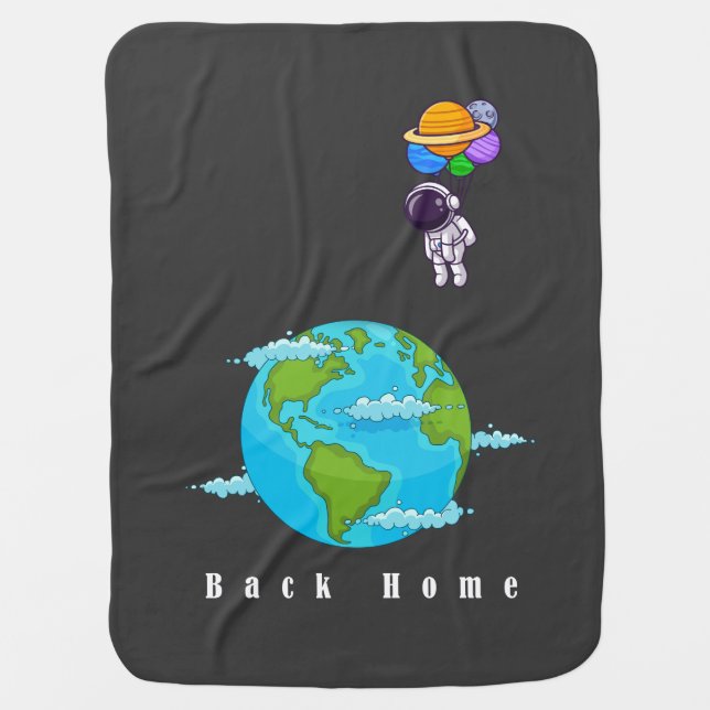 Astronaut Space Art –Floating with Balloons Baby Blanket (Front)