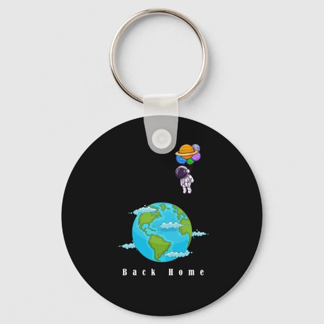 Astronaut Space Art –Floating with Balloons Keychain (Front)