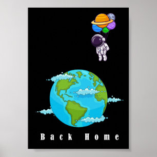 Astronaut Space Art T-Shirt–Floating with Balloons Poster